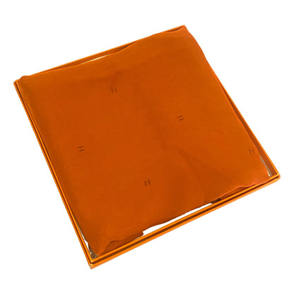 Hermes Monogram Fringe Orange and Siena Chiffon Long Stole Scarf
