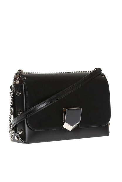 Jimmy Choo Black Chrome Lockett City Leather Cross Body Bag SBK012573