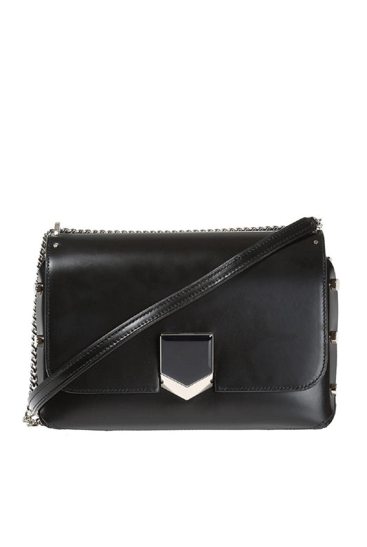 Jimmy Choo Black Chrome Lockett City Leather Cross Body Bag SBK012573