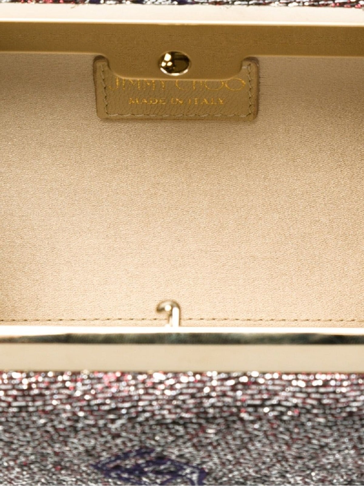 Jimmy Choo Carmen Shoe Print Lame Jacquard Fabric Handbag Small