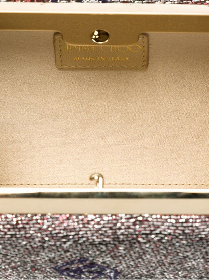 Jimmy Choo Carmen Shoe Print Lame Jacquard Fabric Handbag Small