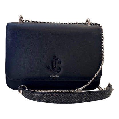 Jimmy Choo JC Anthracite Snake Print Leather Shoulder Bag OGLF | 028