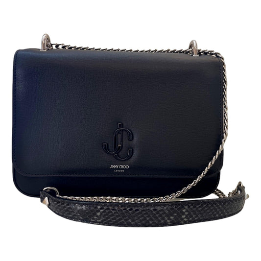Jimmy Choo JC Anthracite Snake Print Leather Shoulder Bag OGLF | 028