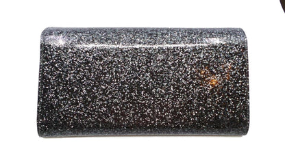 Jimmy Choo Margot Anthracite Silver Coated Glitter Clutch Bag LAG|100017