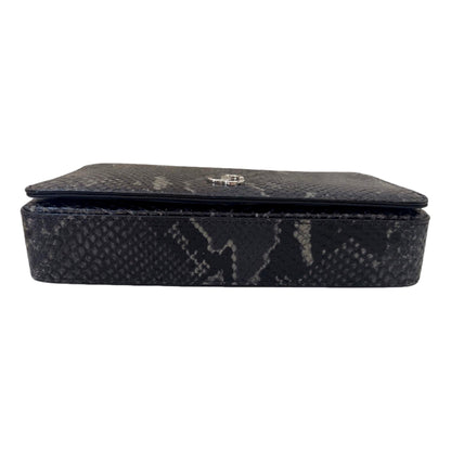 Jimmy Choo Martina Anthracite Snake Printed Leather Chain Wallet OPSL | 028