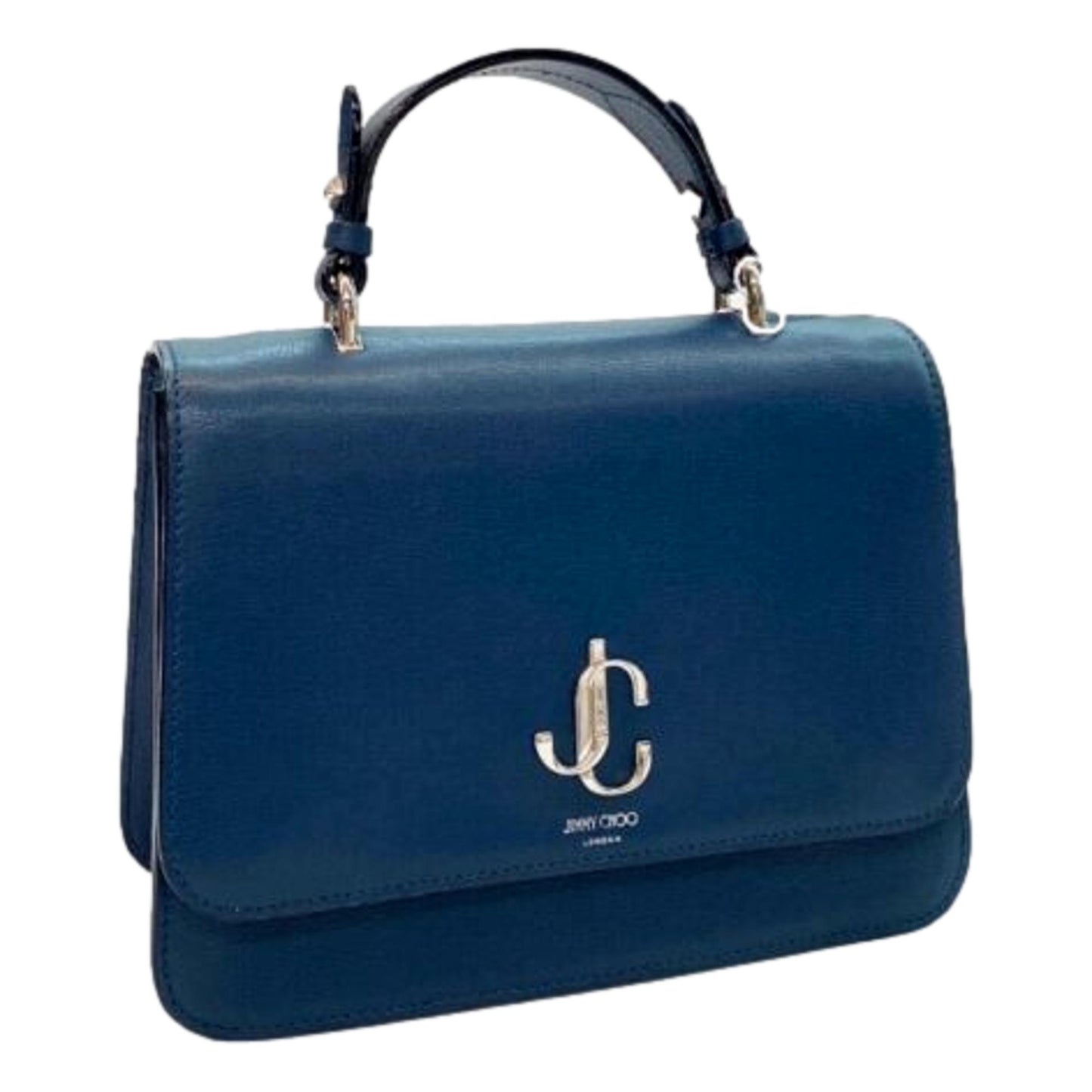 JImmy Choo Martina Dark Blue Leather Top Handle Bag OGLR | 028