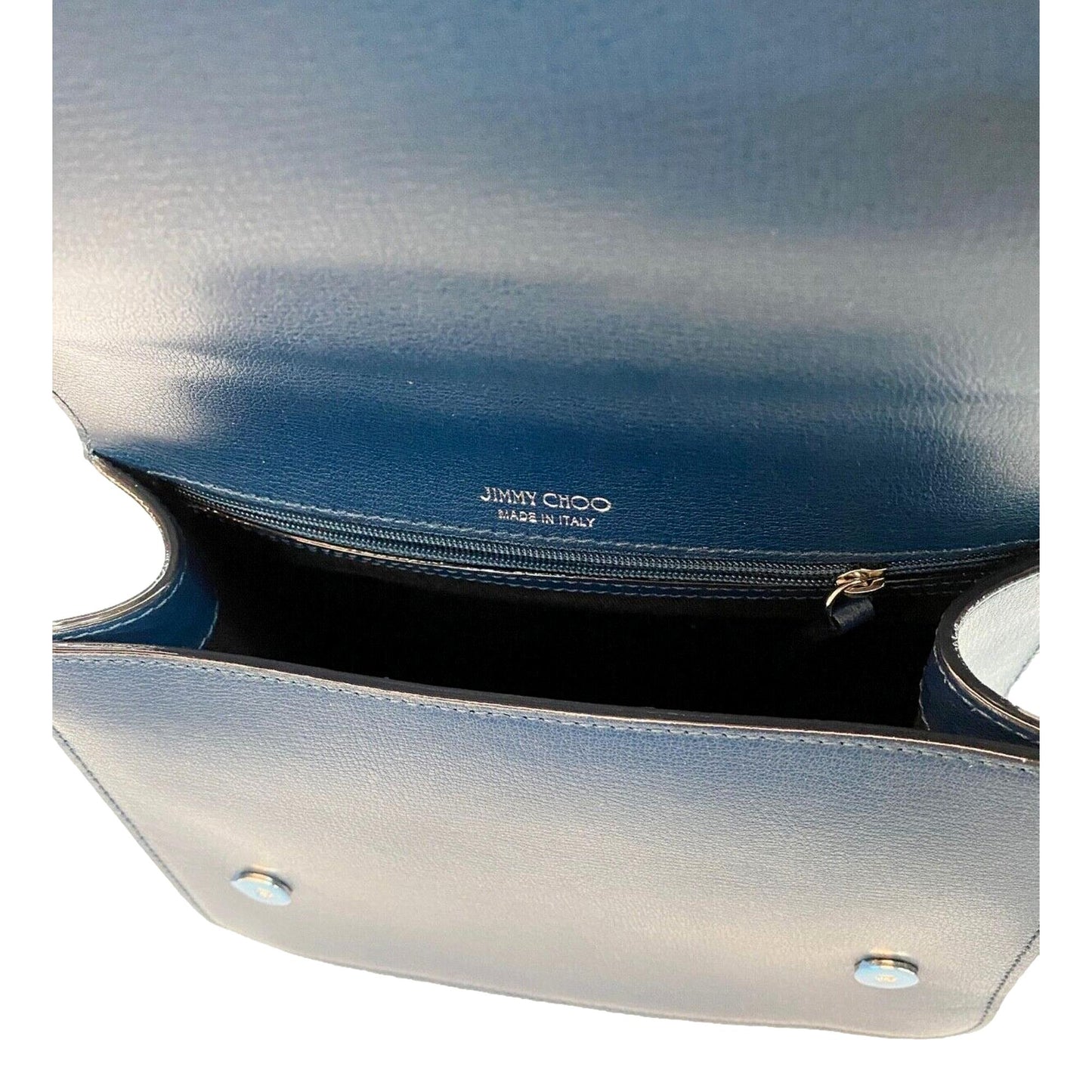 JImmy Choo Martina Dark Blue Leather Top Handle Bag OGLR | 028
