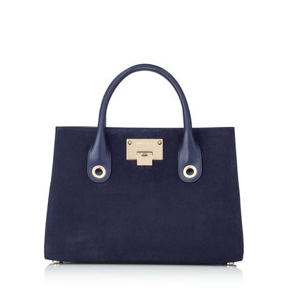 Jimmy Choo Riley Small Navy Blue Suede Top Handle Crossbody Bag OCERT028