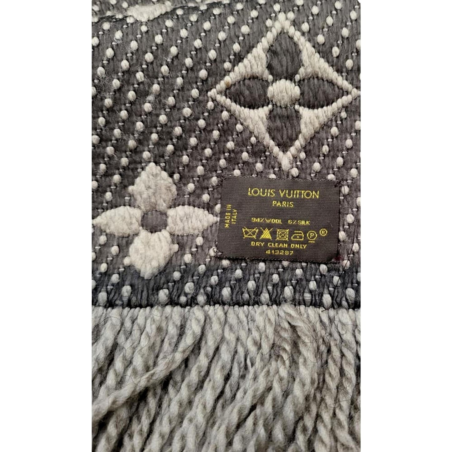 Louis Vuitton Giant Logomania Monogram Black and Grey Wool Scarf