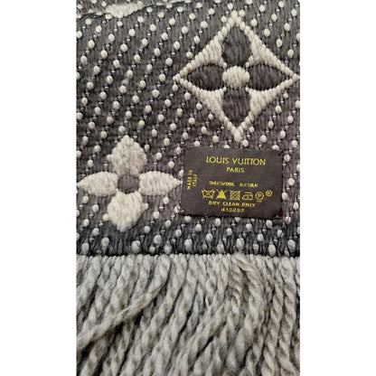 Louis Vuitton Giant Logomania Monogram Black and Grey Wool Scarf