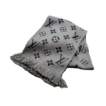 Louis Vuitton Giant Logomania Monogram Black and Grey Wool Scarf
