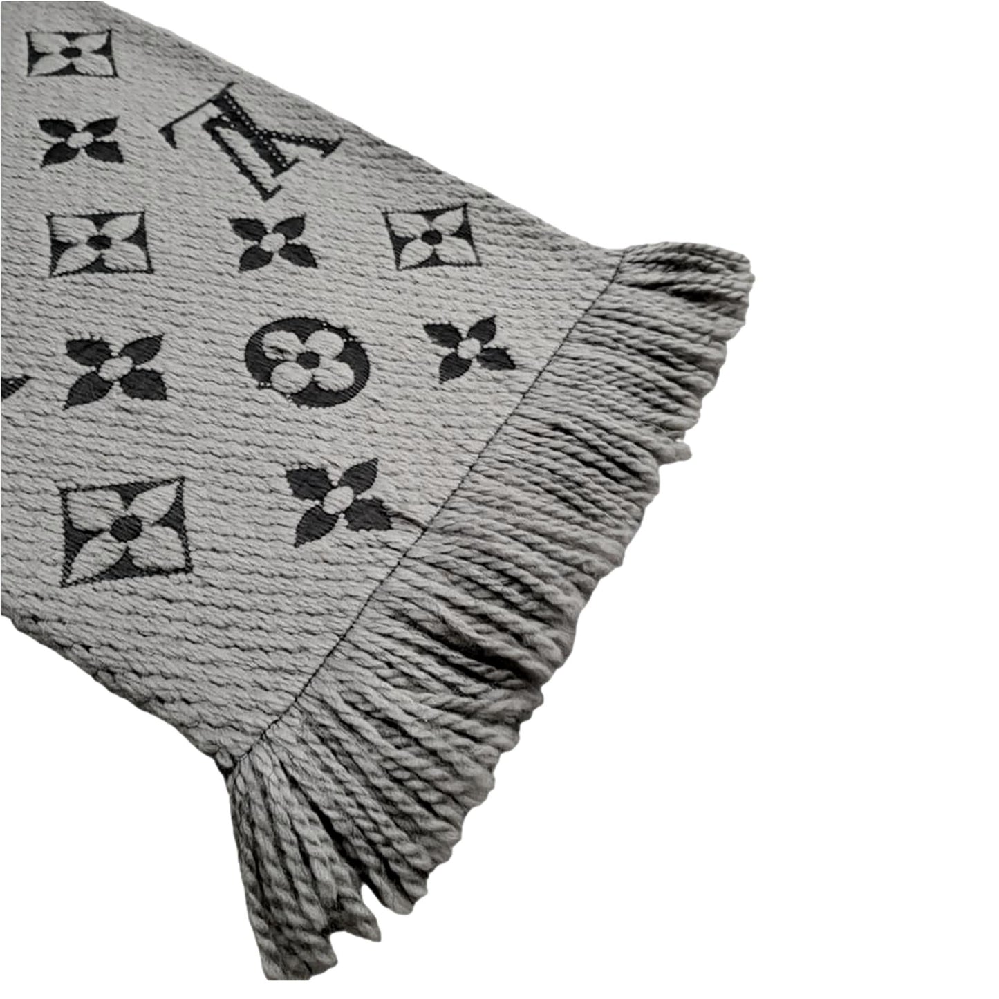 Louis Vuitton Giant Logomania Monogram Black and Grey Wool Scarf