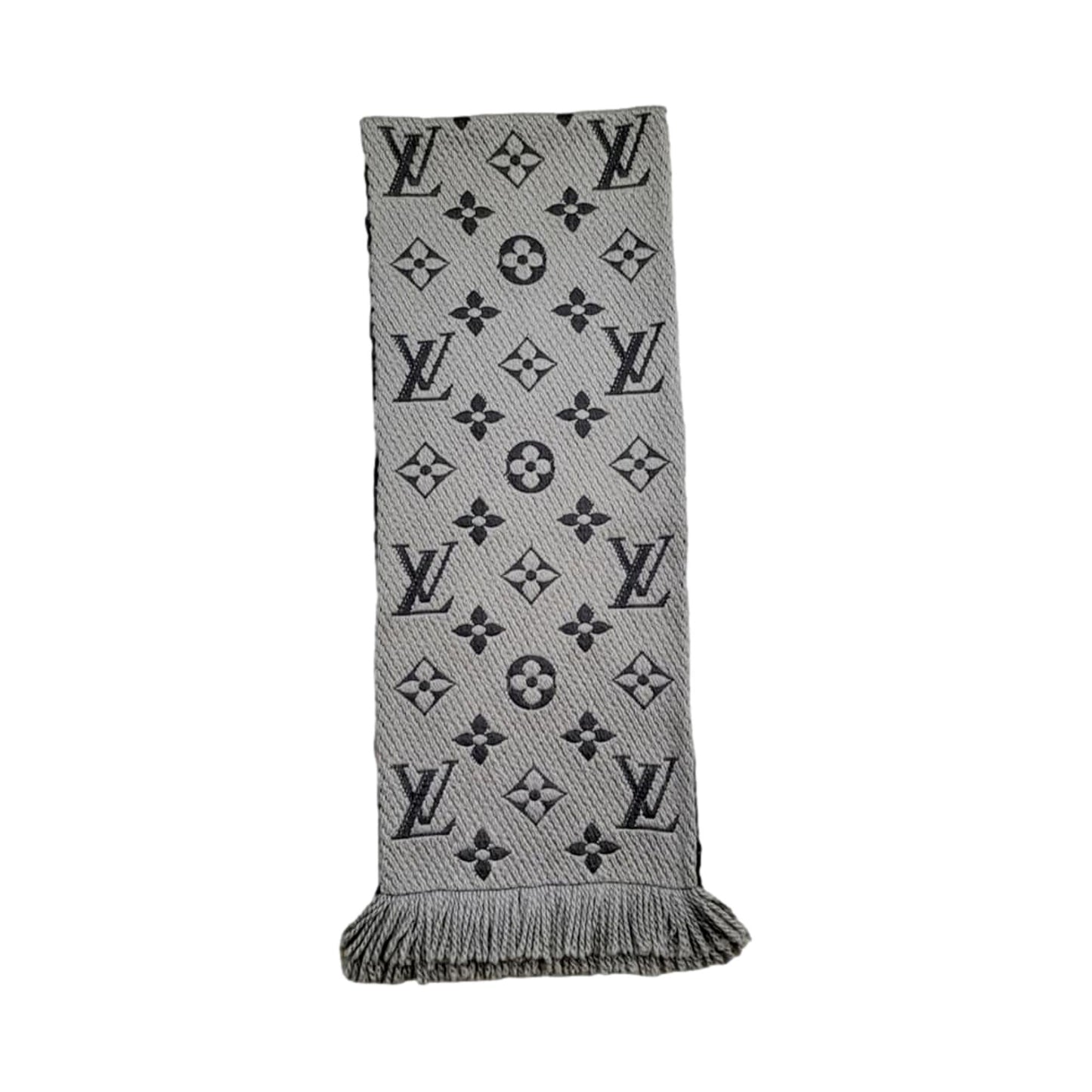 Louis Vuitton Giant Logomania Monogram Black and Grey Wool Scarf