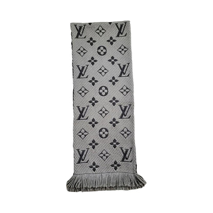 Louis Vuitton Giant Logomania Monogram Black and Grey Wool Scarf