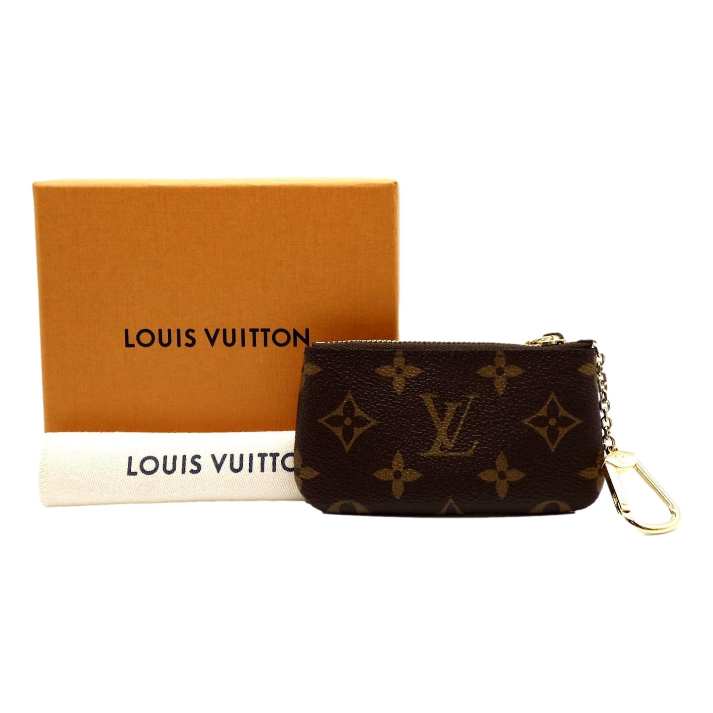 Louis Vuitton Pochette Brown Monogram Key Pouch Coin Case Wallet