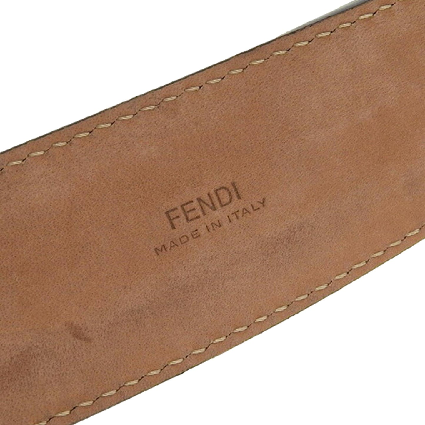 Fendi Mens FF Metal Buckle Dark Brown Grain Calf Leather Belt Size 105