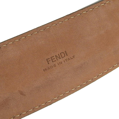 Fendi Mens FF Metal Buckle Dark Brown Grain Calf Leather Belt Size 105