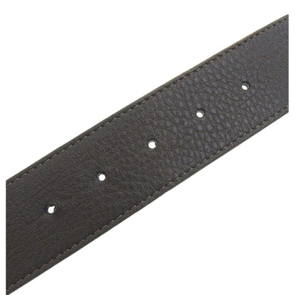 Fendi Mens FF Metal Buckle Dark Brown Grain Calf Leather Belt Size 105