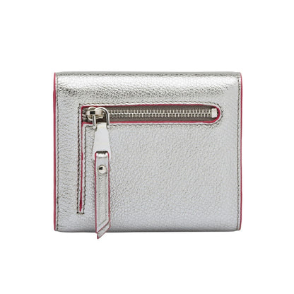 Miu Miu Silver Cromo Madras Forever Glitter Leather Heart Love Wallet 5MH014