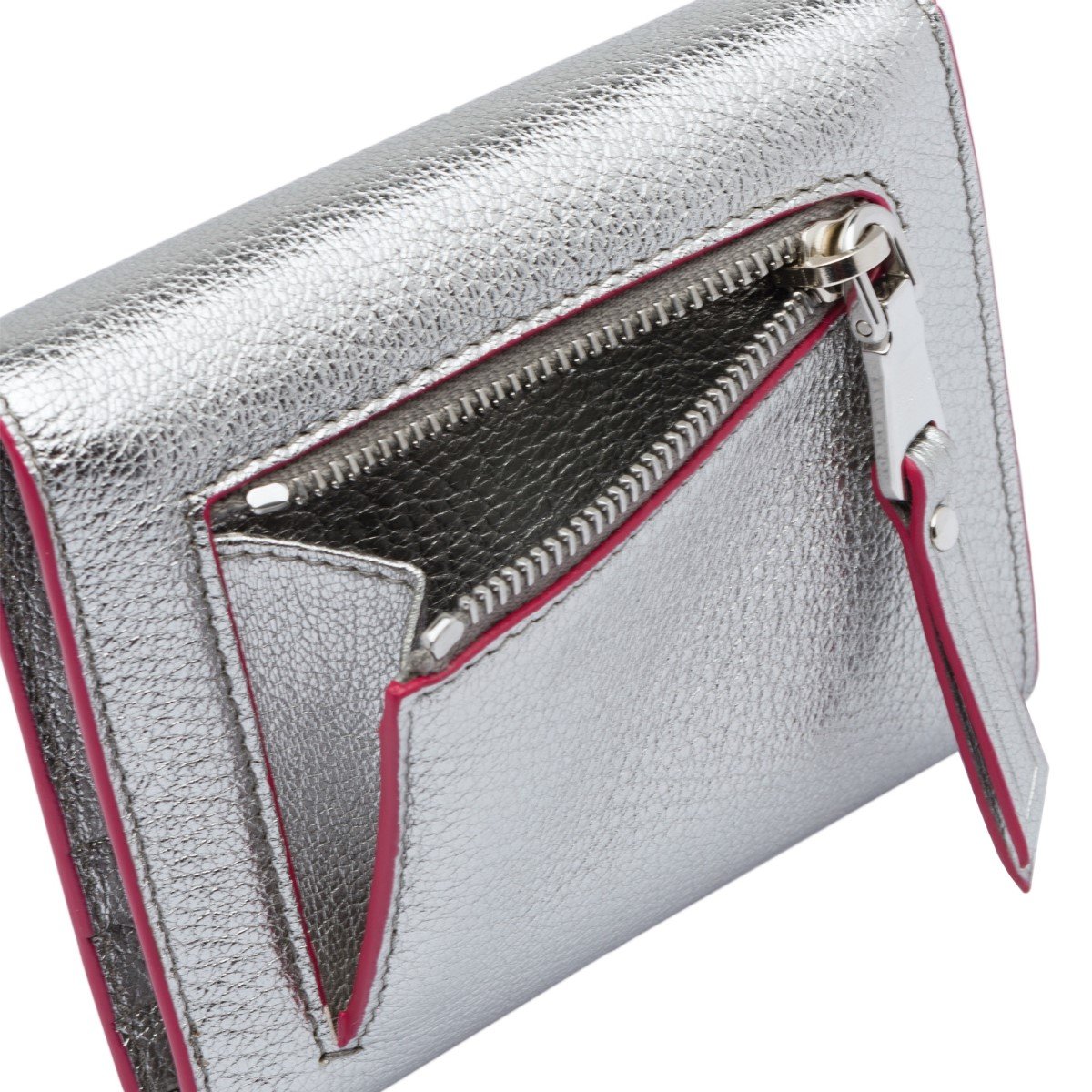 Miu Miu Silver Cromo Madras Forever Glitter Leather Heart Love Wallet 5MH014