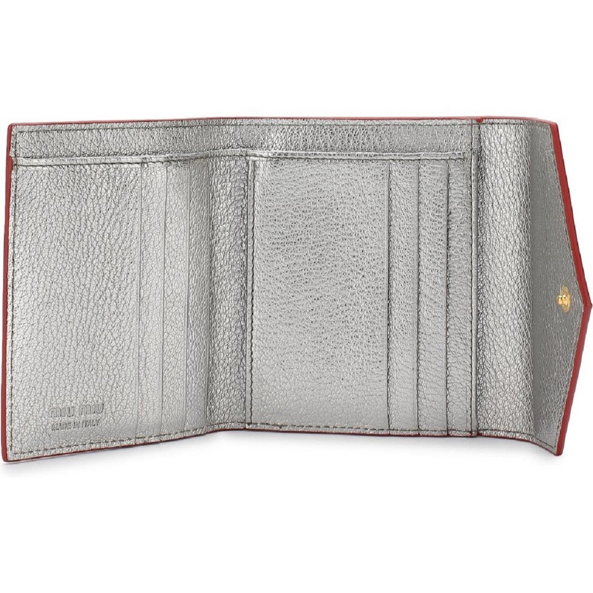 Miu Miu Silver Cromo Madras Forever Glitter Leather Heart Love Wallet 5MH014