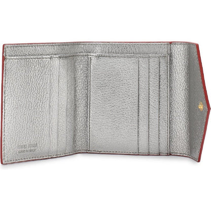 Miu Miu Silver Cromo Madras Forever Glitter Leather Heart Love Wallet 5MH014