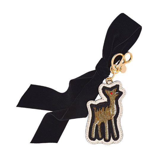 Miu Miu Trick in Pelle Trick Blason Beaded Deer Key Chain Charm Key Ring