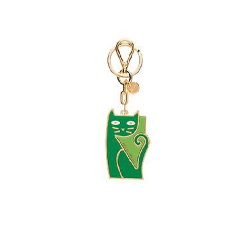 Miu Miu Trick Metallo Verde Green Cat Keychain Charm 5TM069