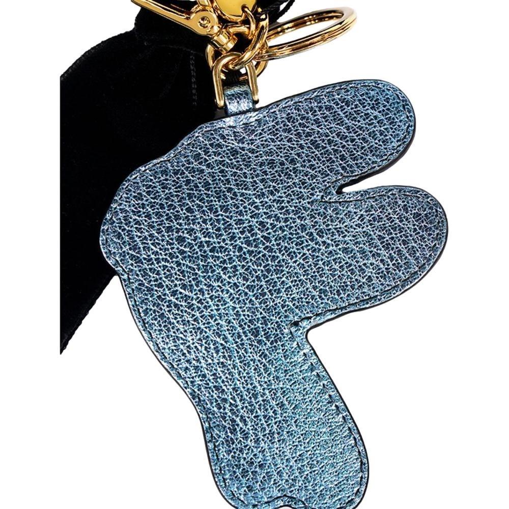 Miu Miu Trick Plex Blason Beaded Blue Bird Black Velvet Bow Keyring