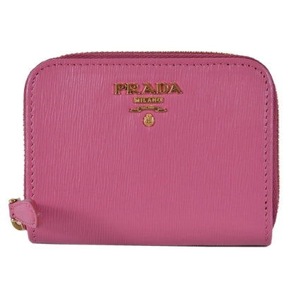 Prada Fuxia Pink Saffiano Leather Zip Around Coin Purse Wallet 1MM268 2EZZ