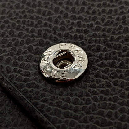 Prada Black Vitello Grain Leather Card  Bifold Wallet