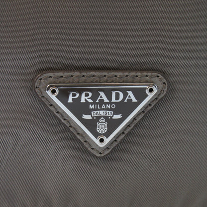 Prada Argilla Grey Tessuto Nylon Triangle Logo Bucket Bag 1NA369