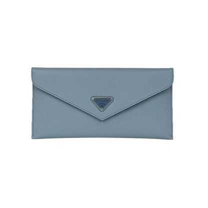 Prada Astrale Blue Saffiano Leather Envelope Document Holder Wallet 1MF006