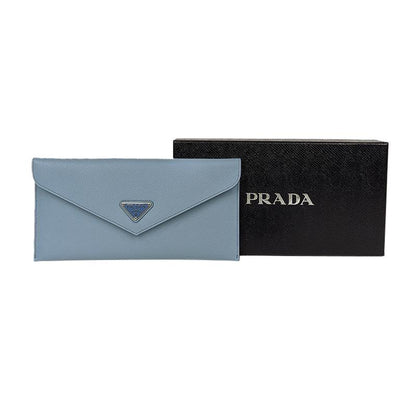 Prada Astrale Blue Saffiano Leather Envelope Document Holder Wallet 1MF006