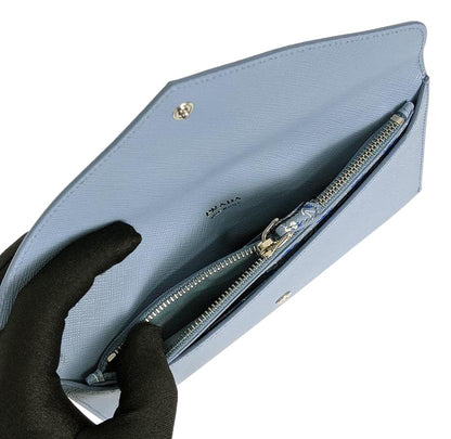Prada Astrale Blue Saffiano Leather Envelope Document Holder Wallet 1MF006
