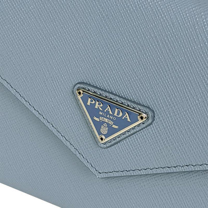 Prada Astrale Blue Saffiano Leather Envelope Document Holder Wallet 1MF006