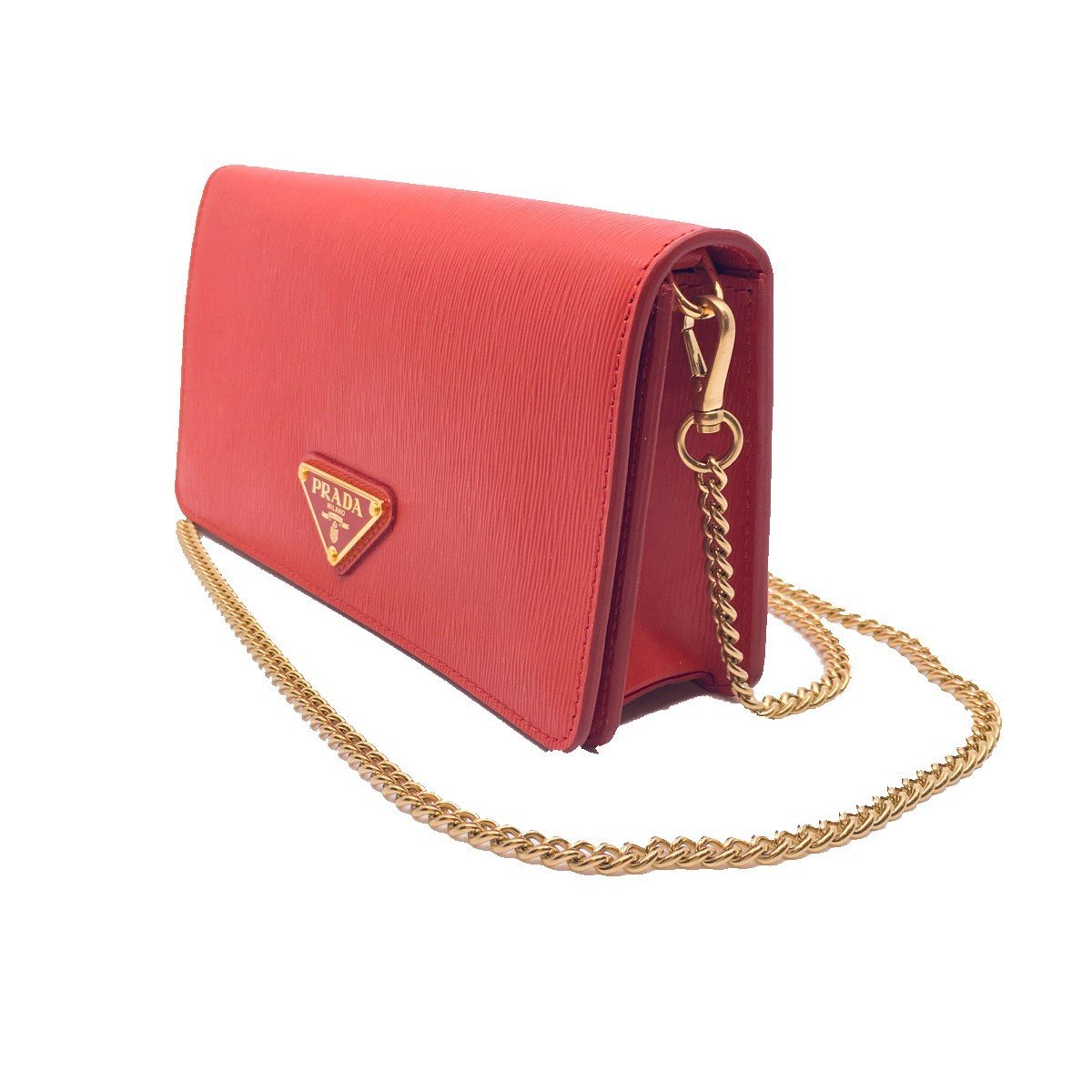 Prada Bandoliera Mini Crossbody Leather Lacca Red Triangle Logo 1DH044