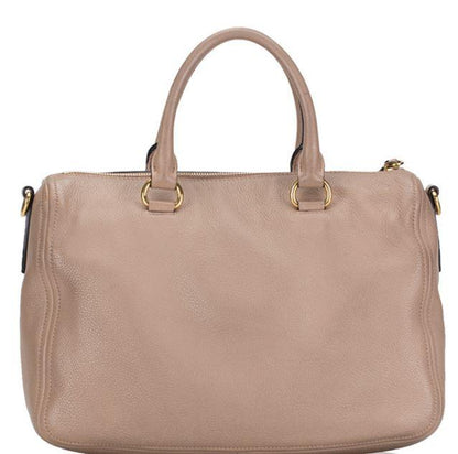 Prada Bauletto Vitello Leather Cammeo Beige Phenix Handbag 1BB023