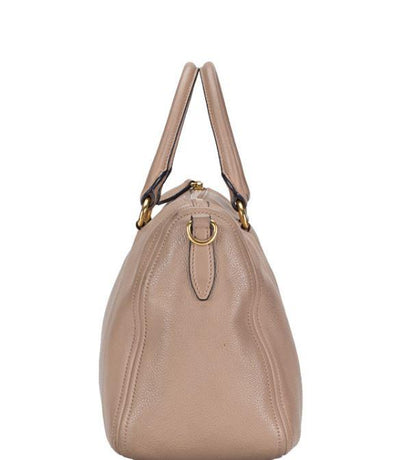 Prada Bauletto Vitello Leather Cammeo Beige Phenix Handbag 1BB023
