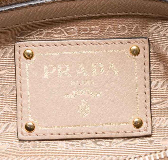 Prada Bauletto Vitello Leather Cammeo Beige Phenix Handbag 1BB023