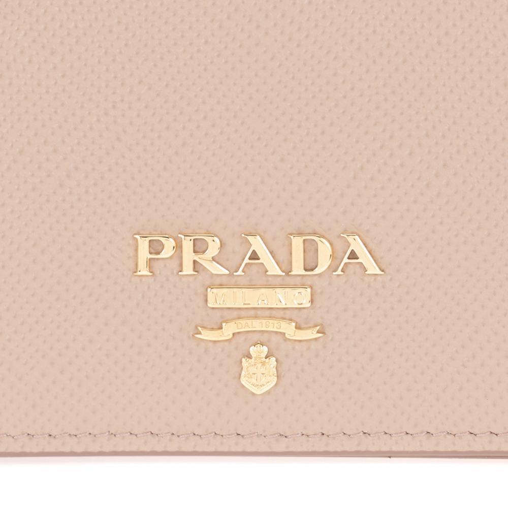 Prada Beige Cipria Mini Bandoliera Leather Wallet Crossbody Handbag 1DH044