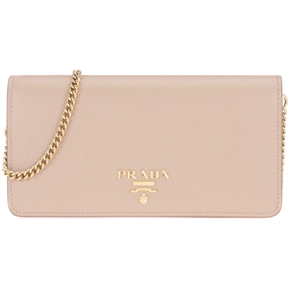 Prada Beige Cipria Mini Bandoliera Leather Wallet Crossbody Handbag 1DH044