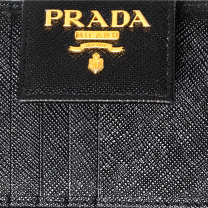 Prada Saffiano Leather Long Wallet Womens Nero Black and Gold