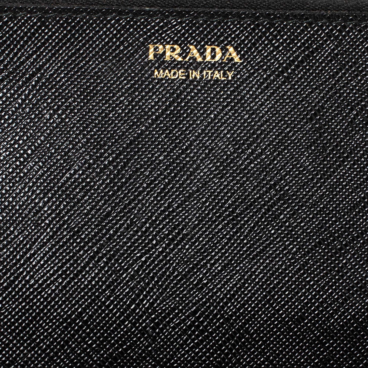Prada Saffiano Leather Long Wallet Womens Nero Black and Gold