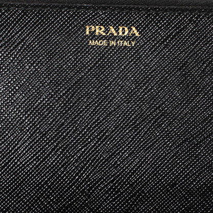 Prada Saffiano Leather Long Wallet Womens Nero Black and Gold