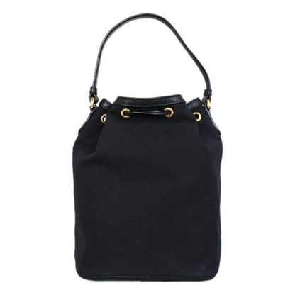 Prada Black Canvas Jacquard Logo Bow Convertible Medium Bucket Bag 1BH097