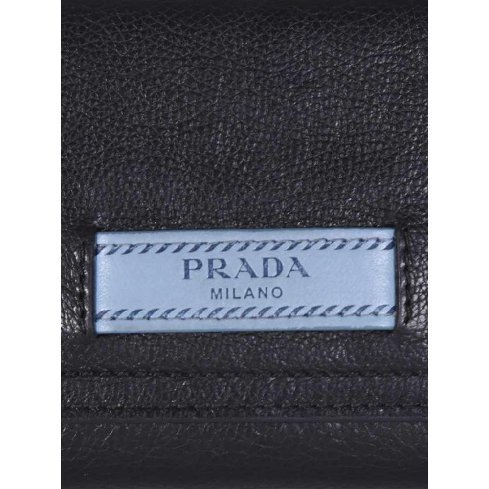 Prada Black Glace Calfskin Leather Snap Long Wallet 1MH312