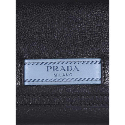 Prada Black Glace Calfskin Leather Snap Long Wallet 1MH312