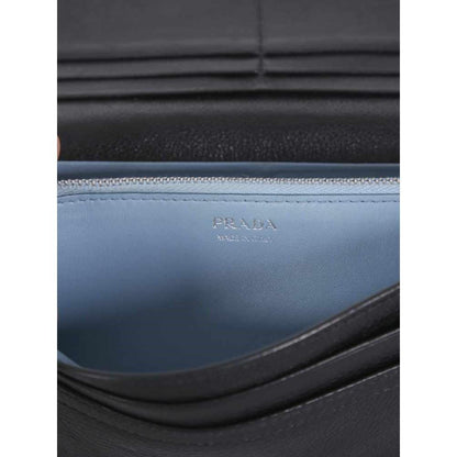 Prada Black Glace Calfskin Leather Snap Long Wallet 1MH312