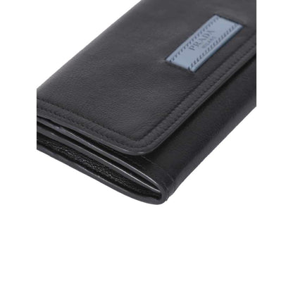 Prada Black Glace Calfskin Leather Snap Long Wallet 1MH312